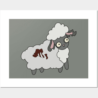 Zombie Sheep Cartoon // Funny Halloween Zombie Posters and Art